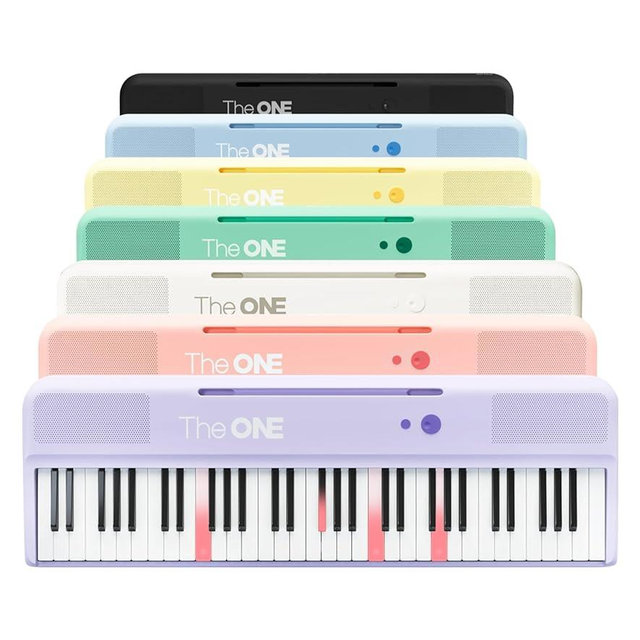 The ONE Smart Keyboard COLOR 61 Lighted Keys Piano Keyboard, Electric Piano for Beginners with 256 Tones, 64 Polyphony, Built-in LED Lights & Apps, Supports USB MIDI/Headphones (White)