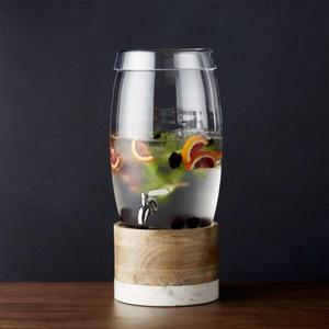 Oregon Glass Drink Dispenser with Wood and Marble Stand