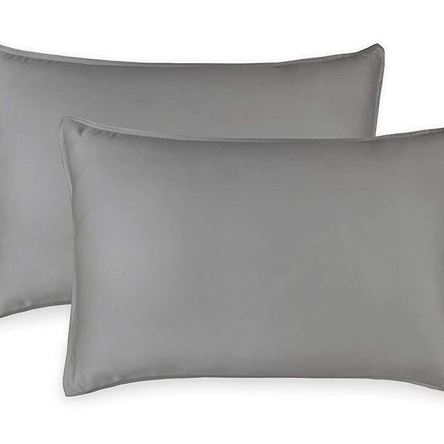 PURE BAMBOO Cooling Pillowcases - Queen Size 2pc Set (20"x30") - Genuine 100% Organic Bamboo, Luxuriously Soft & Cooling, Double Stitching, Envelope Closure (2 Queen Pillowcase Set, Stone Grey)