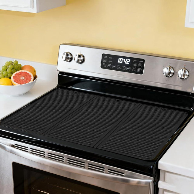 HYBIZEJZ Stove Protector Mat, 3-Fold Dish Drying Mat,Heat-Resistant Silicone Cooktop Cover,Silicone Stove top Cover, 28 x 20 inches