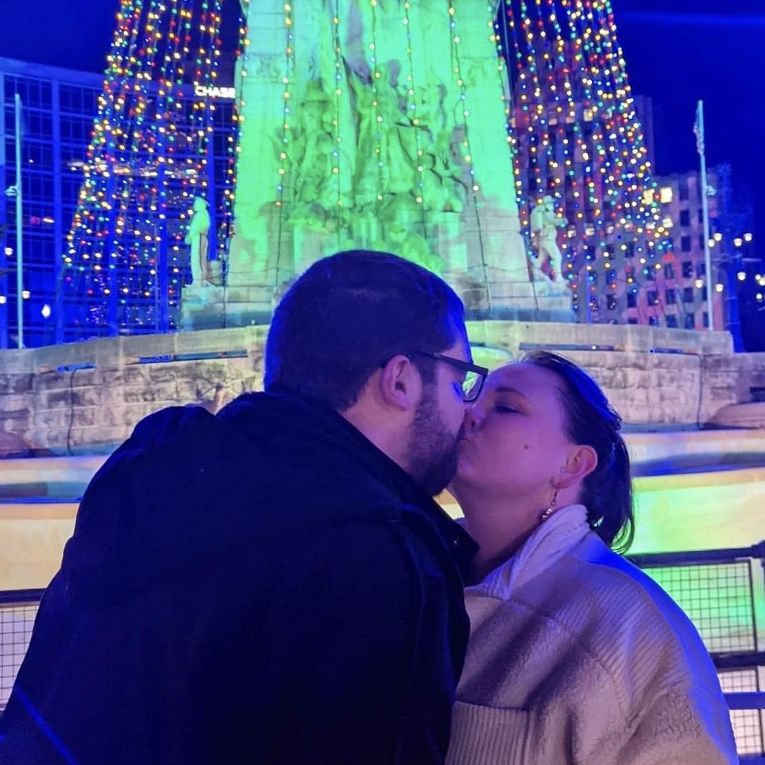 The engaged kiss