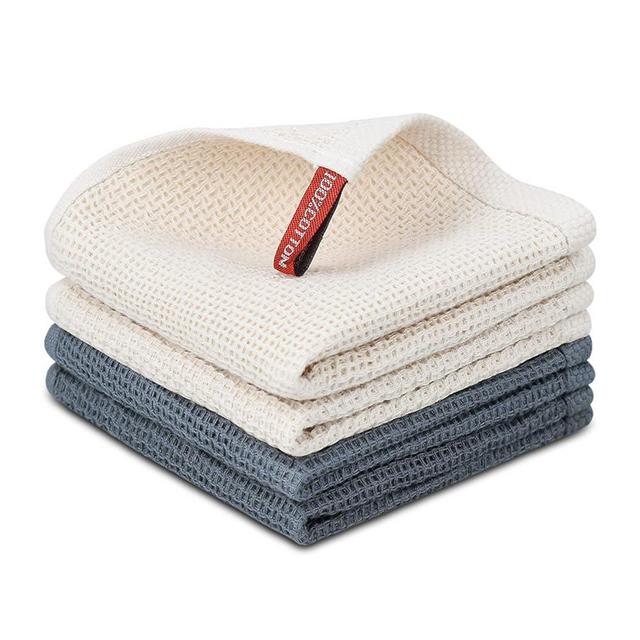 Nialnant Cotton Cleaning Rags,Waffle Weave Kitchen Towels,Absorbent Dish Towels Quick Drying Kitchen Dish Cloths - 12 in x 12 in