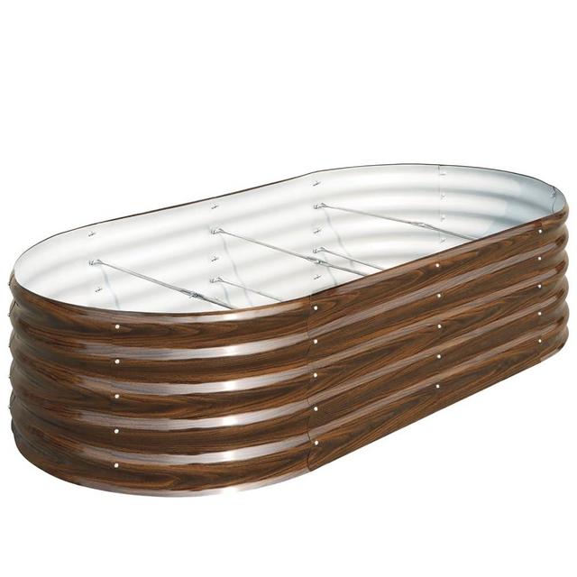 SnugNiture Galvanized Raised Garden Bed, 8x4x1.5ft Oval Metal Planter Box for Planting Outdoor Plants Vegetables