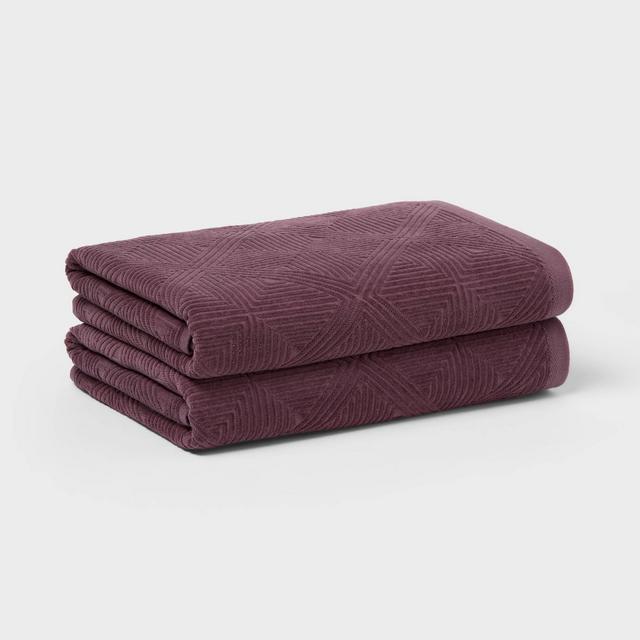 2pc Luxe Lattice Bath Towel Mauve - Threshold™