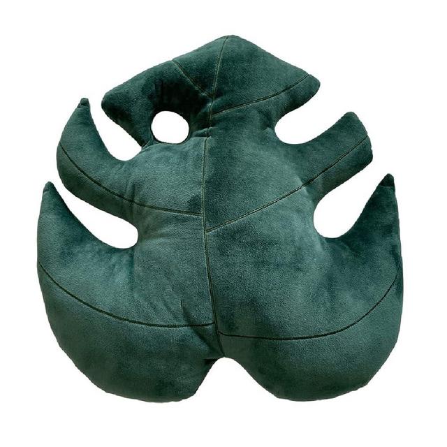 Green Philosophy Co. Plush Leaf Pillow 3D Accent Monstera Deliciosa Deep Forest Throw Pillow for Couch Sofa Living Room Home Decor Gift for Plant Lovers, Garden Lovers, Green Thumb Family & Friends