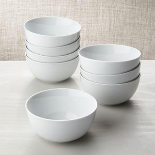 White Porcelain Cereal Bowl, Set of 8