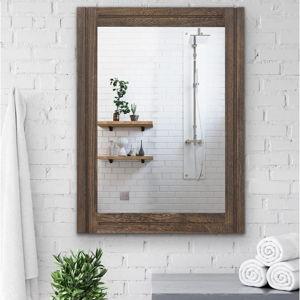 AAZZKANG Rustic Wood Mirror Rectangle Decorative Wall Hanging Mirrors with Frame Large 26"x18" for Bedroom Living Room Bathroom Home Entryway