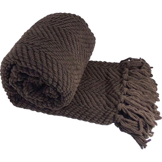 Home Soft Things Knitted Tweed Throw Couch Cover Blanket, 50" x 60", Seal Brown