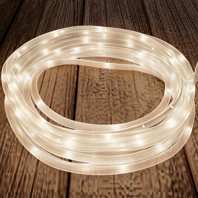 Nature Spring Outdoor Solar Rope Light - Solar-Powered Cable String - 100 Lights with 8 Modes for Patio, Backyard, Garden, 38.65' - Warm White