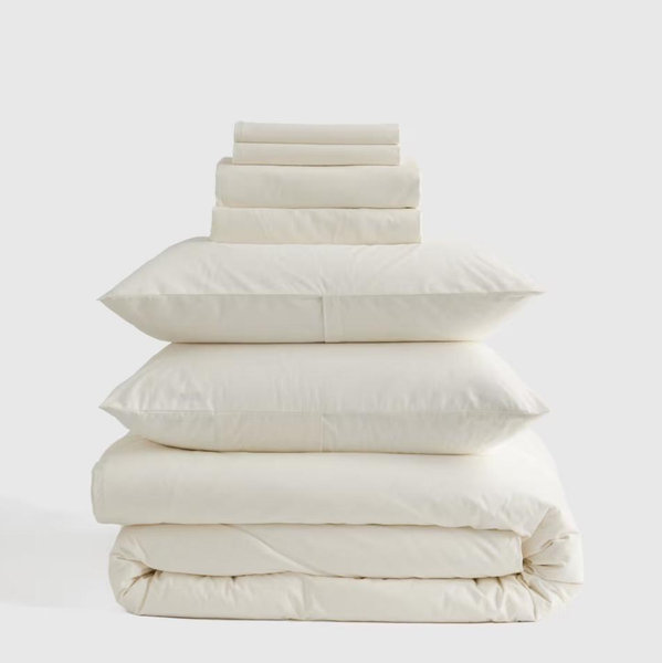 Organic Brushed Cotton Deluxe Bedding Bundle in Ivory