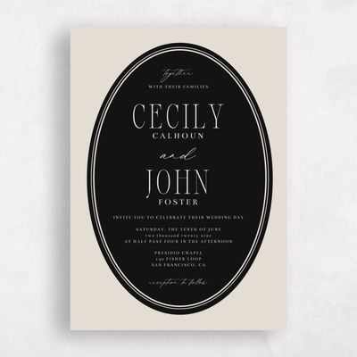 Classic Greige, Beige Wedding Invitation - Anara Portrait