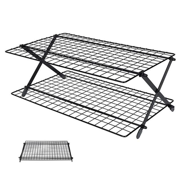 Geesta 2/3/4-Tier Collapsible Cooling Rack with Lock Design Stackable Cooling Roasting Cooking for Cookies Baking