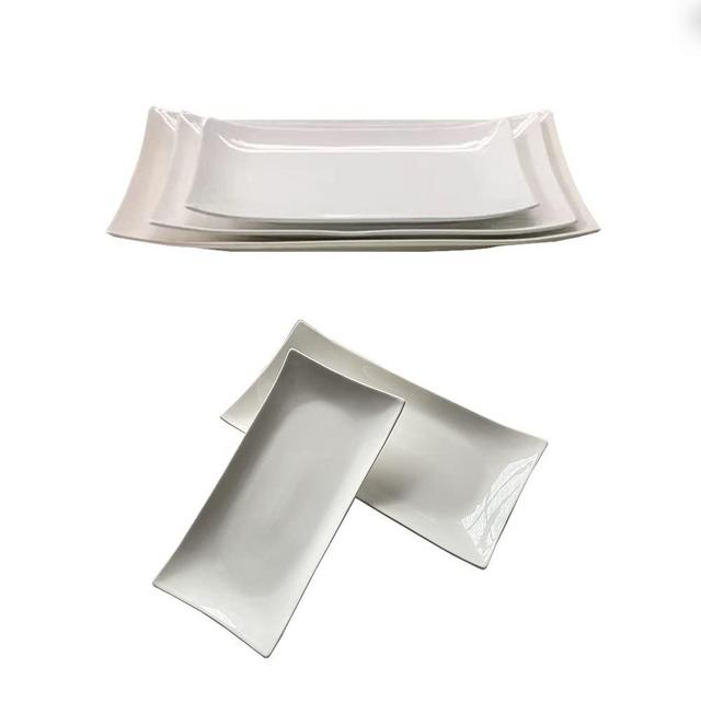 BBA SUNRISE Large Serving Platter - Set of 3 White Serving Platters for Party - Oven Safe Restaurant Plates - Ceramic Dinner Platters for Appetizers Meat Snacks, Serving Dishes for Entertaining, Party