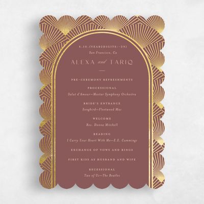 Brown Scalloped Wedding Program - Hayden Foil