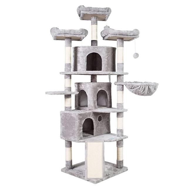 Hey-brother XL Size Cat Tree, Cat Tower with 3 Caves, 3 Cozy Perches, Scratching Posts, Board, Activity Center Stable for Kitten/Gig Cat