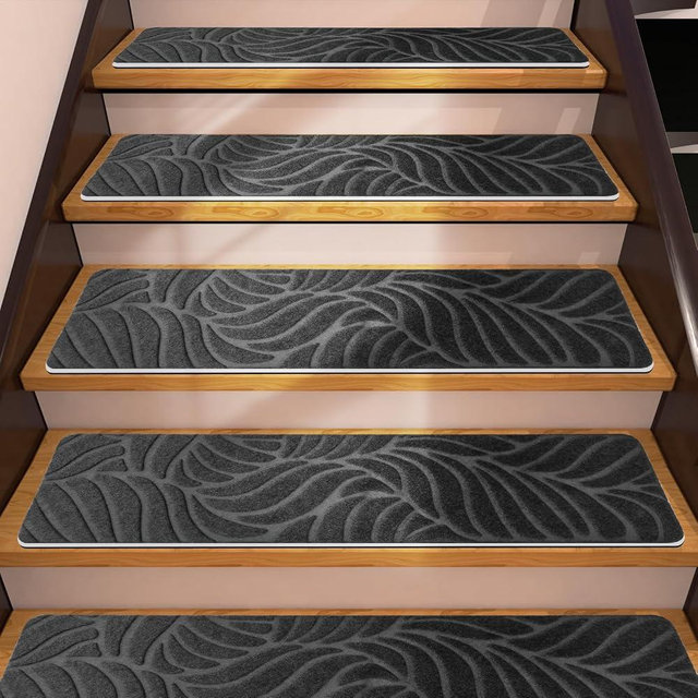 Demiwise 15 Pack Non Slip Stair Treads,8" X 30" Non Slip Carpet Stair Treads with Reusable Adhesive Rubber Backing,Staircase Step Treads Carpet Treads for Wooden Steps Indoor (Dark Gray)