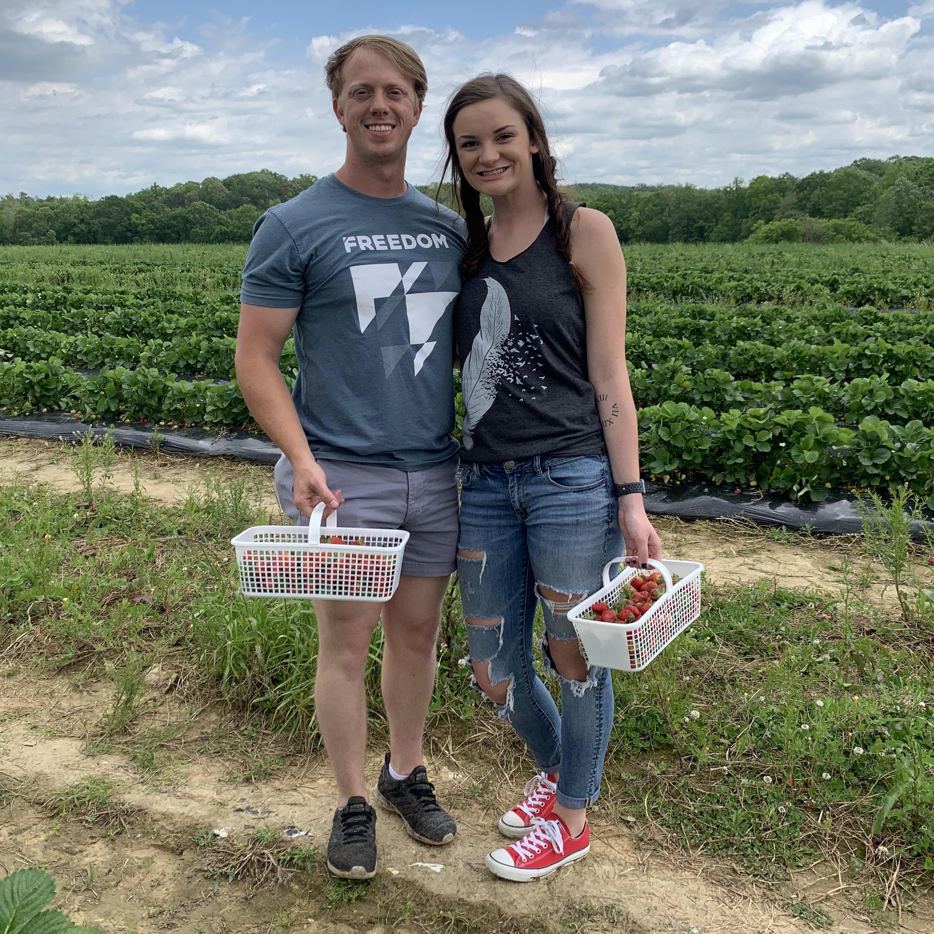 Our first time picking strawberries