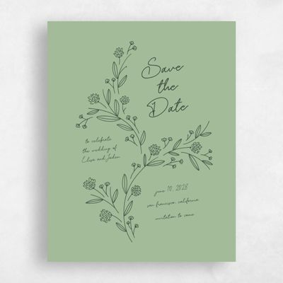 Rich Laurel Green Wedding Save the Date - Larian Portrait