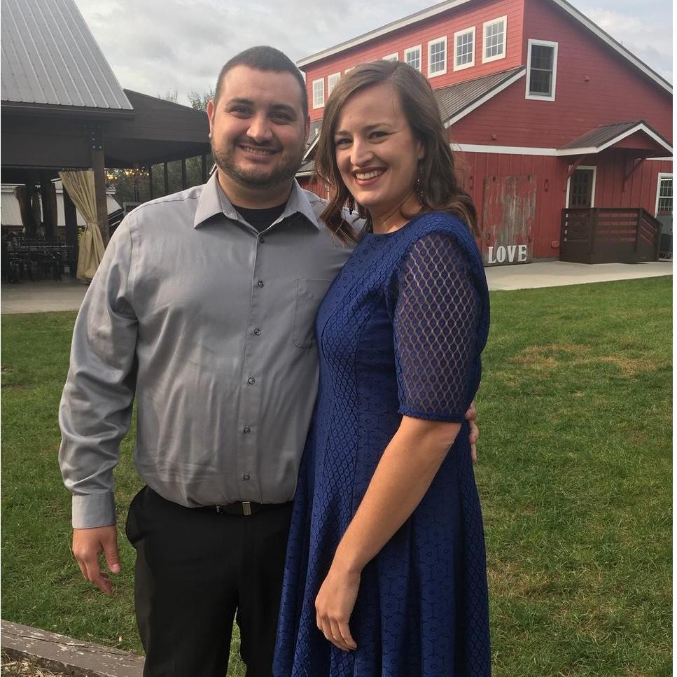 One of our first photos together  (we're terrible at taking pictures) at a friend's wedding in September 2018.