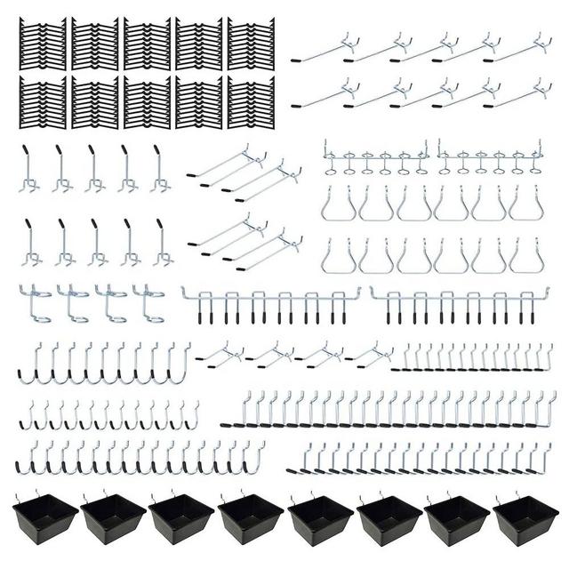 Dobures 258PCS Pegboard Hooks, Pegboard Accessories Organizer Kit, Pegboard Set for Tools,1/8 and 1/4 inch Pegboard Hooks Assortment, Peg Board Hooks, Peg Board Bins, Peg Locks