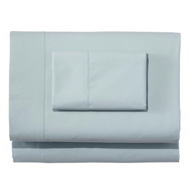 280-Thread-Count Pima Cotton Percale Sheet, King Sheet Set, Oyster Blue