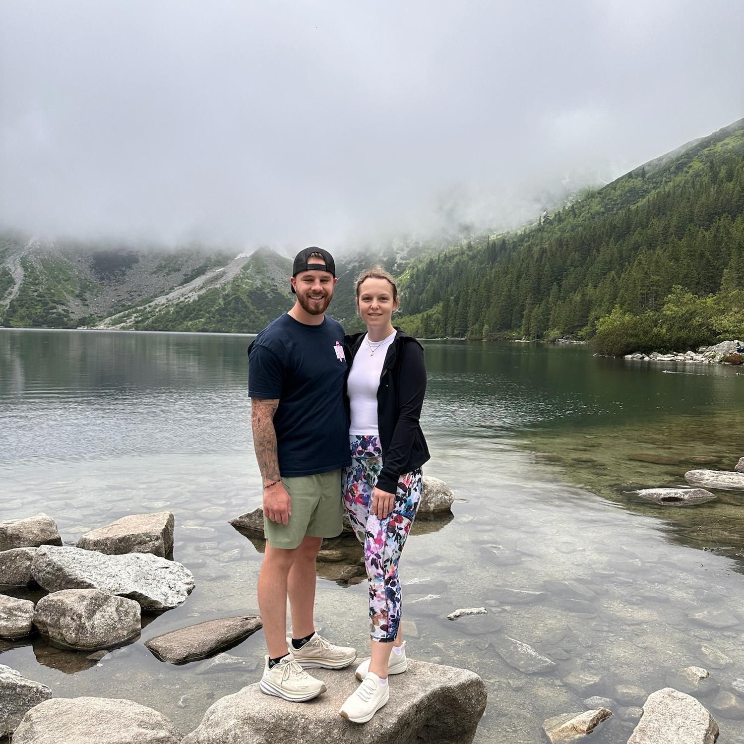 Us at Morskie Oko before the clouds cleared up