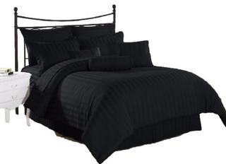 Black Stripe Full Goose Down Comforter 8-Piece Bed In A Bag - Transitional - Comforters And Comforter Sets - by LUXURY EGYPTIAN BEDDING | Houzz