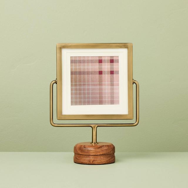 3"x3" Brass Frame on Wood Pedestal - Hearth & Hand™ with Magnolia