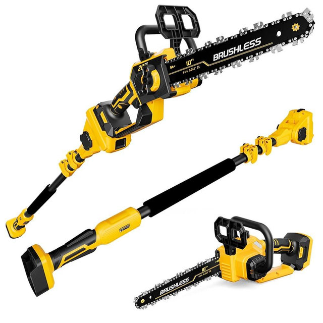 2-IN-1 Cordless 10-Inch Pole Saw And Chainsaw Compatible with Dewalt 20V MAX* Battery, Total Reach of Max 14.5ft, Electric Pole Saw for Tree Trimming Pruning (Tool Only-Battery & Charger not included)