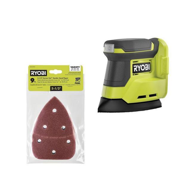ONE+ 18V Cordless Corner Cat Finish Sander (Tool Only) with 9-Piece 5-1/2 in. Corner Cat Sand Paper Assortment