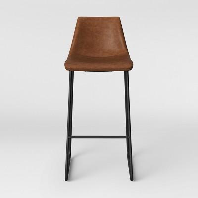 Bowden Faux Leather And Metal Barstool with Black Legs Caramel Brown - Project 62&#8482;