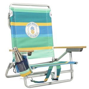 Tommy Bahama 5-Position Classic Lay Flat Backpack Beach Chair with Cooler and Cup Holder, Portable Folding Beach Chair for Tanning, Pineapple Stripe