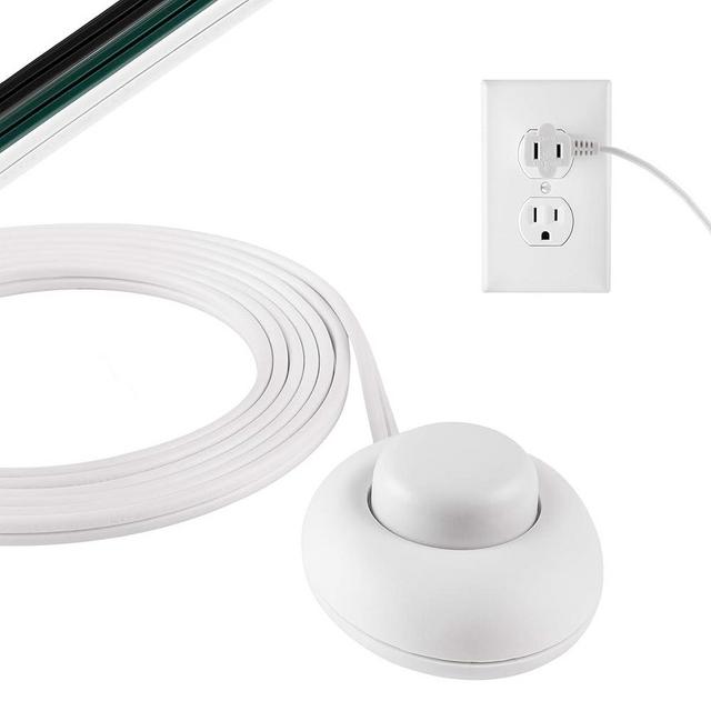 Philips Plug-in Footswitch, 9 Ft, 1-Outlet Flat Plug Extension Cord, Flat Extension Cord with Switch ON/Off, 2 Prong Extension Cord, 120V Long Extension Cord, 1 Pack, White, 1 Pack, SPS1036WF/37