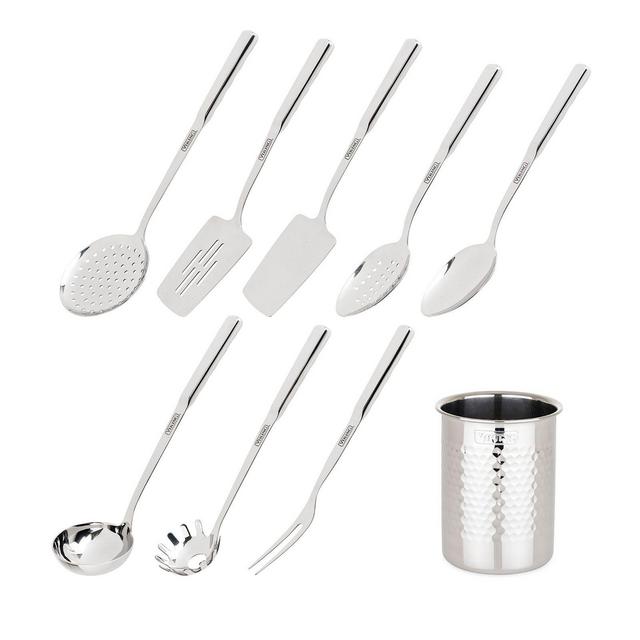 Viking 9 Piece Stainless Steel Utensil Set with Holder
