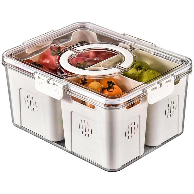 RTHIEAI Refrigerator Organizer With Lids (3 Compartments), Fridge Storage, Fridge Organizers And Storage Clear, Fridge Organization, Fridge Storage Containers, Stackable With Lid Fridge Organizers