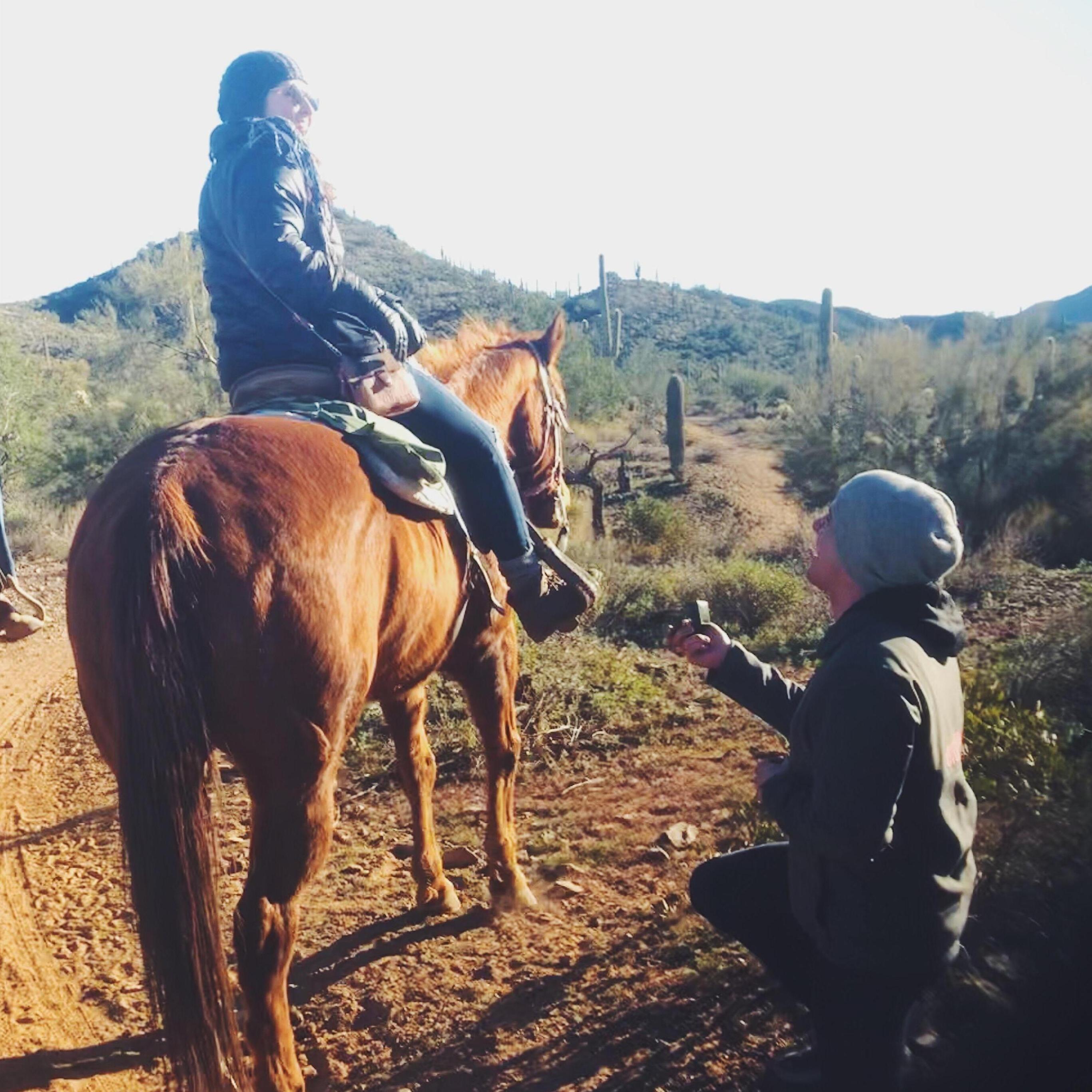 The day he popped the question, horseback riding in Cave Creek, AZ