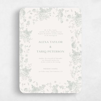 Green Rounded Wedding Invitation - Kerenza Classic