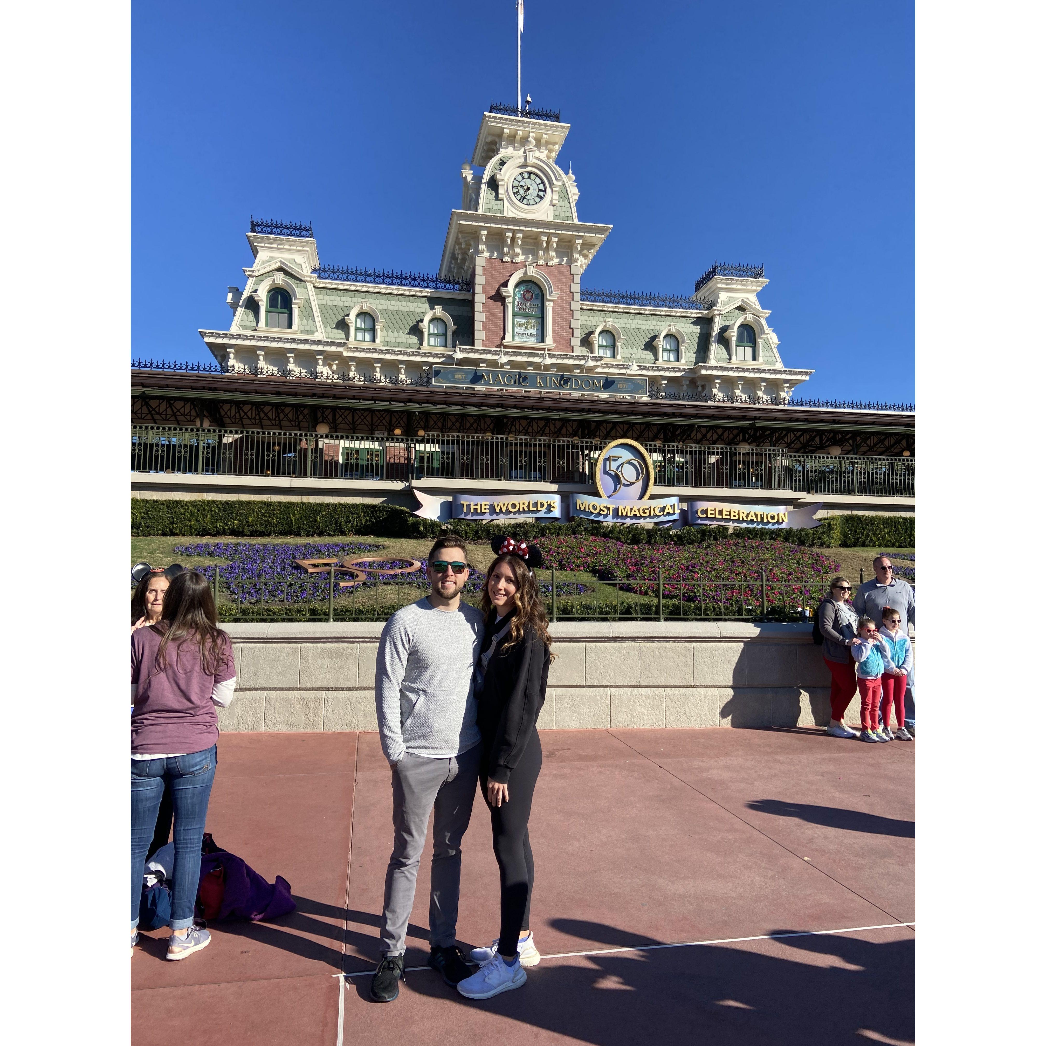 Photo in front of Magic Kingdom.