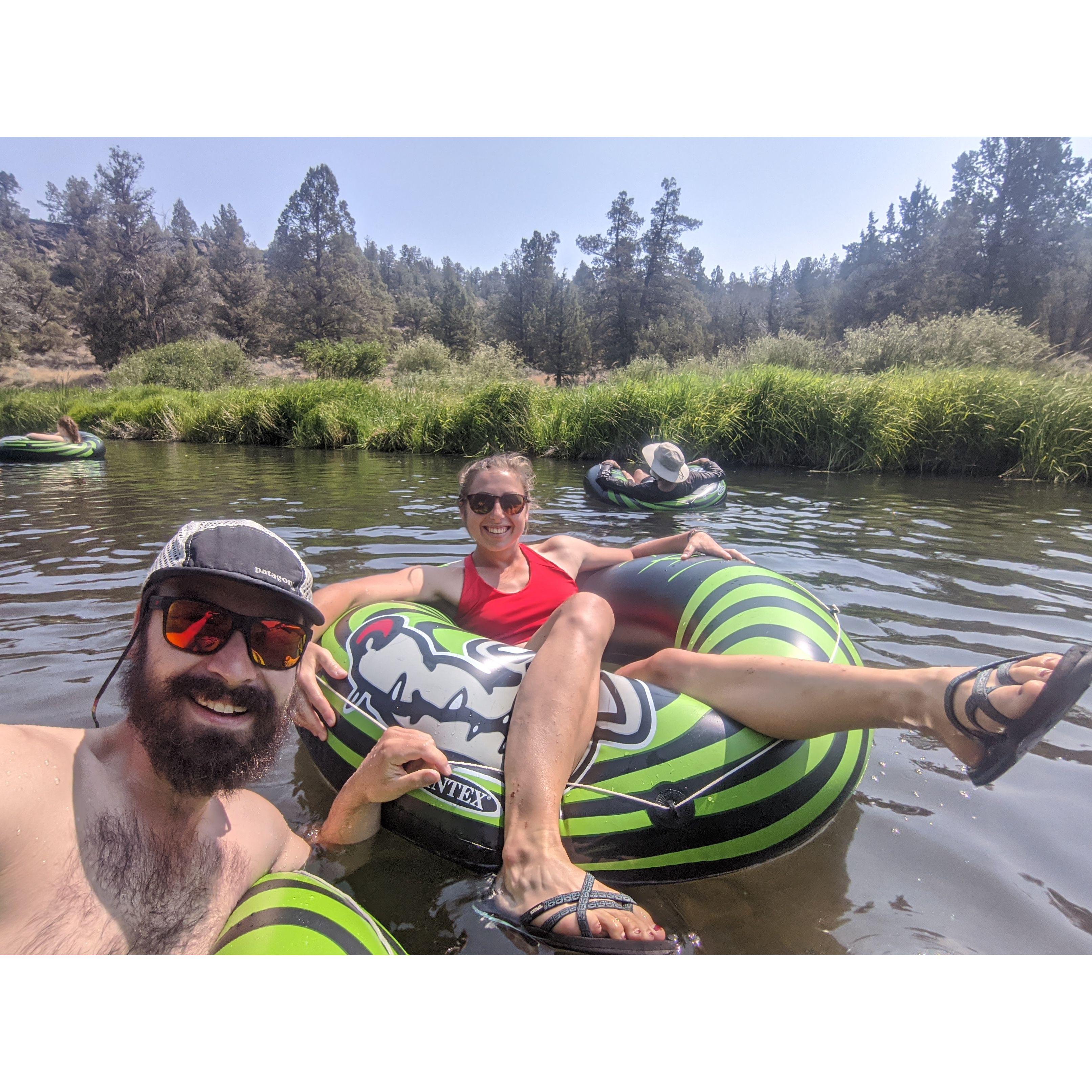 Post-bike trip visit to Bend floating the Deschutes river with Calvin's family!
