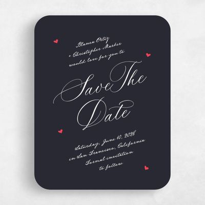 Black Rounded Wedding Save the Date - Estate Portrait