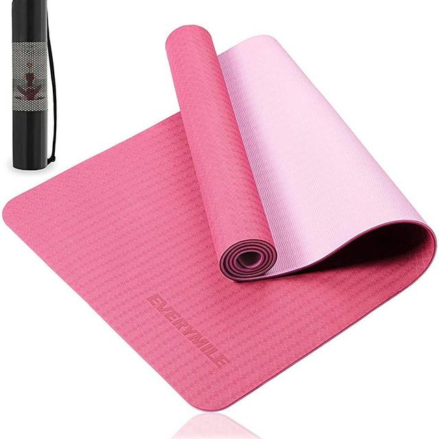 EVERYMILE Yoga Mat for Women, Eco Friendly Fitness Exercise Mat with Non-Slip Textured Surface, 1/4-inch Workout Mat for Yoga, Pilates and Home Floor Exercise, with Carrying Bag & Strap