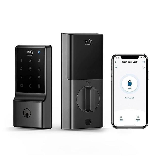 eufy Security WiFi Smart Lock, 5-in-1 Keyless Entry Door Lock, Built-in WiFi Deadbolt, Smart Door Lock, No Bridge Required, Easy Installation, Touchscreen Keypad, App Remote Control, BHMA Certified