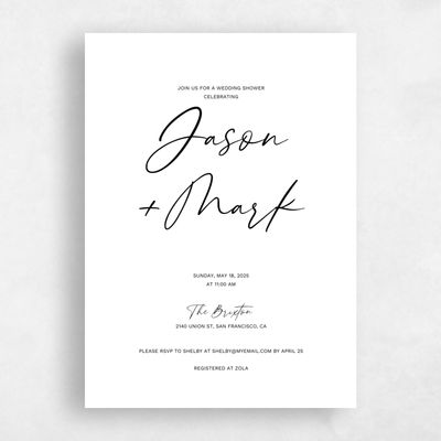 White Portrait Wedding Wedding Shower Invitation - Nahomi Classic