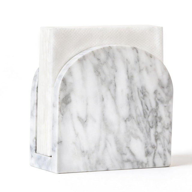 Joapsinn Marble Napkin Holder for Table, Upright Napkin Holders with Marble Unique Texture, Standing Napkin Dispenser for Kitchen Dining Room Counter Tops, Restaurant (Height 5.9")