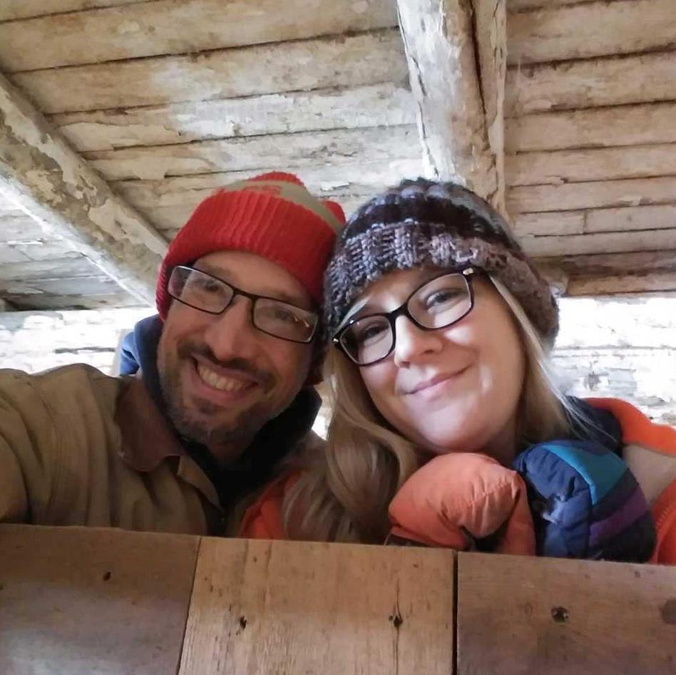 Helping family in the barn