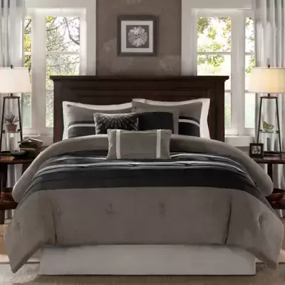 Madison Park® Palmer 7-Piece King Comforter Set in Black/Grey