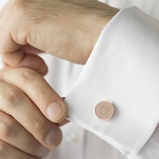 Personalized Rose Gold Round Cuff Links