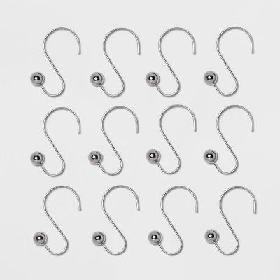 S Shaped Shower Curtain Hooks With Ball End Cap Iron Chrome - Made By Design&#153;