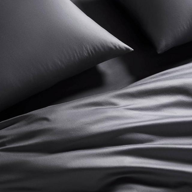 Brooklinen Luxury Sateen 4 Piece Sheet Set - 100% Cotton, Queen Size in Slate Grey - 1 Fitted Sheet, 1 Flat Sheet, 2 Pillowcases | Best Luxury Sheets