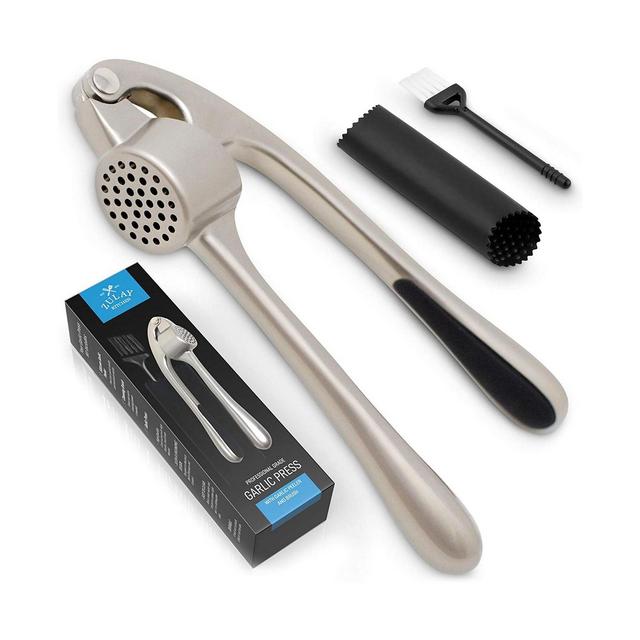 Garlic Press and Peeler Set With Silicone Peeler & Brush